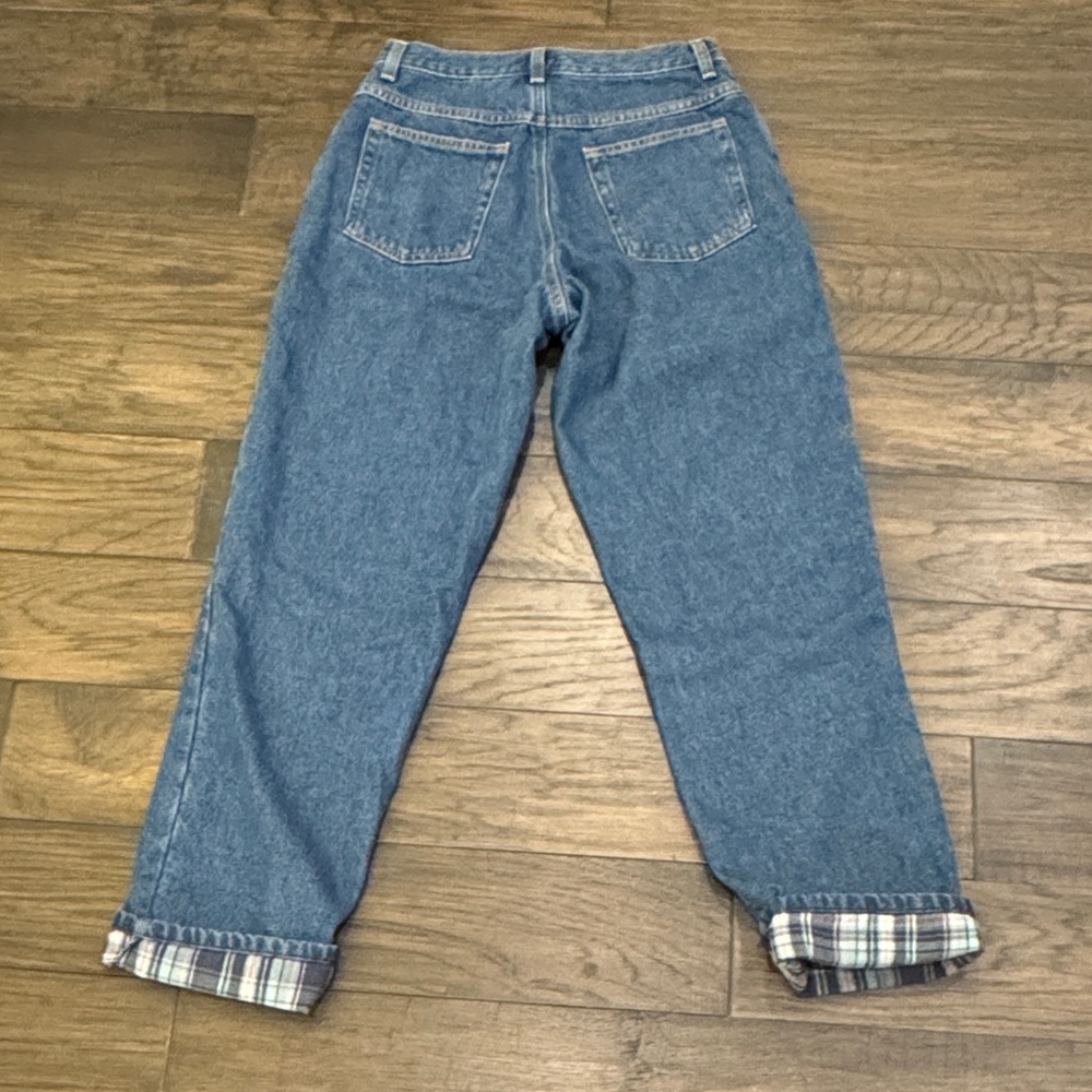 L.L. Bean Blue Original Fit with Plaid Cuffs - Picture 3 of 6